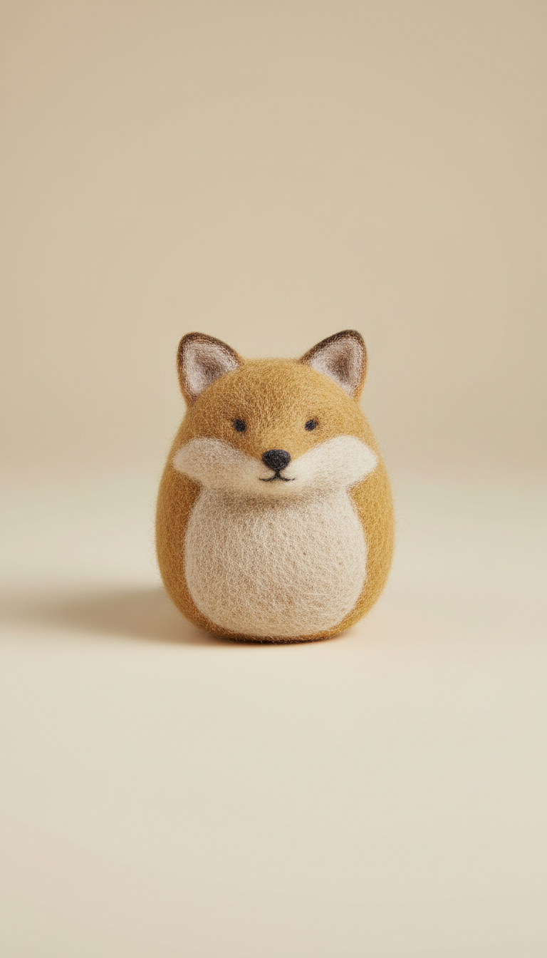 Felted wool pet toy with hand-stitched detail