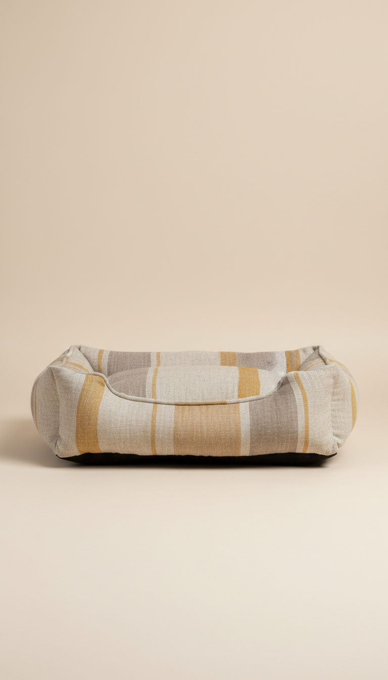 Organic linen pet bed in bone hue