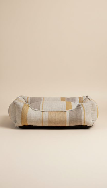 Organic linen pet bed in bone hue