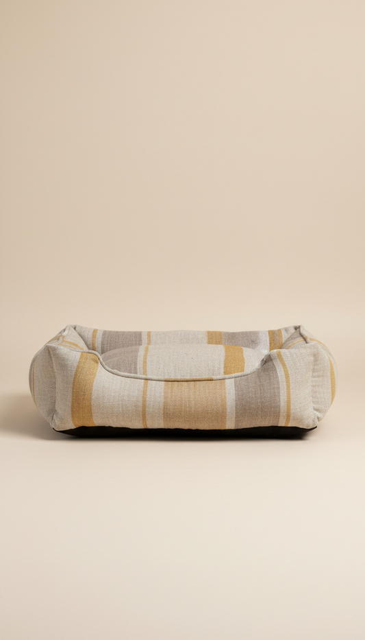 Organic linen pet bed in bone hue